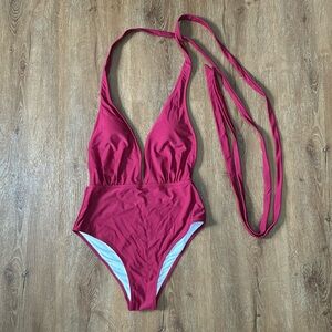NEW Women’s Deep Red One-Piece Swimsuit, Cupshe, Size L